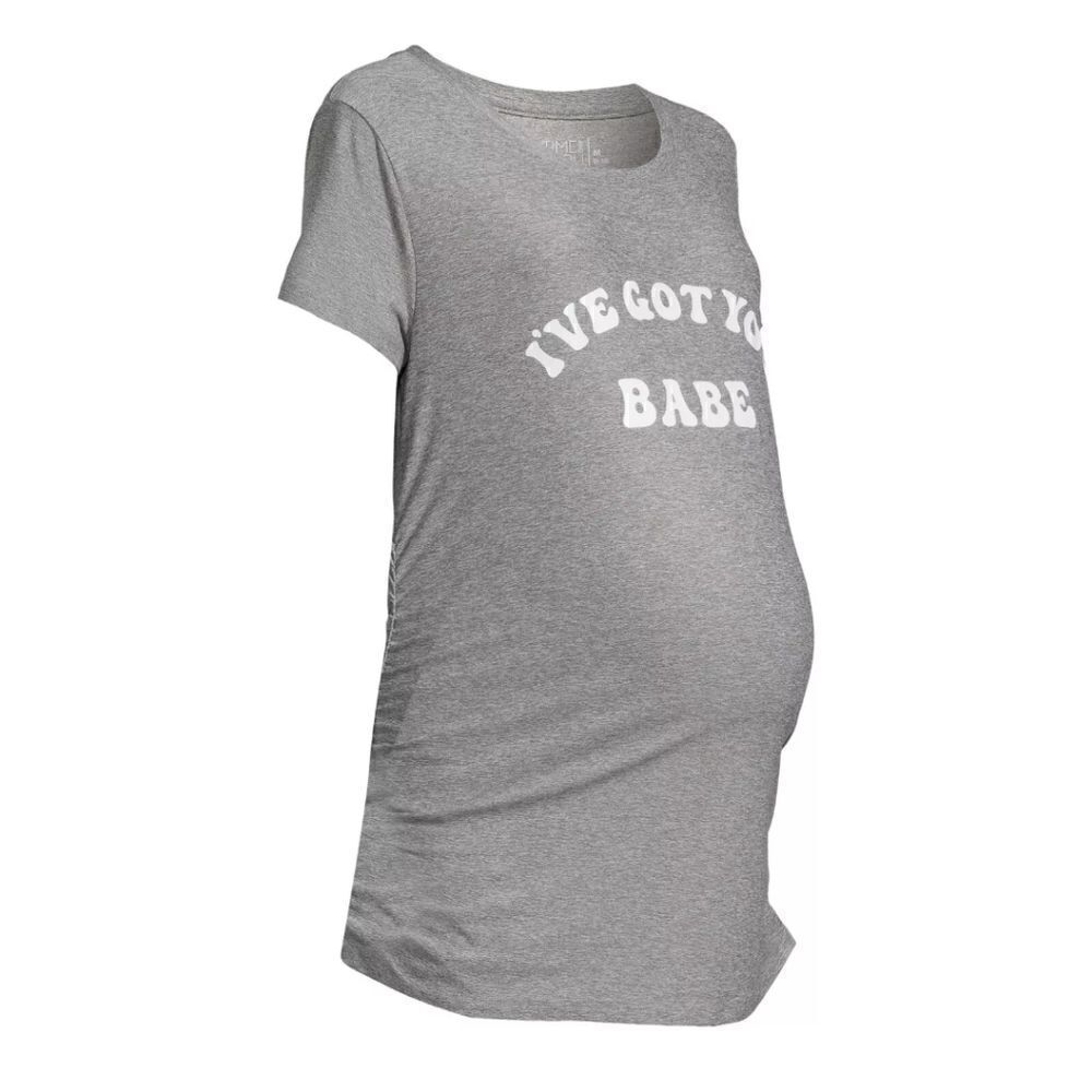 New Time and Tru Women's Maternity Graphic T-Shirt, Gray Size L(12-14)